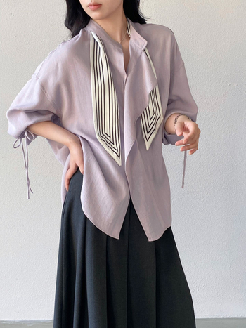 Jiangzuo Ženska košulja s svileni šal za vezivanje, romantični francuski stil, labavi kroj, proljeće 2026, model 1766