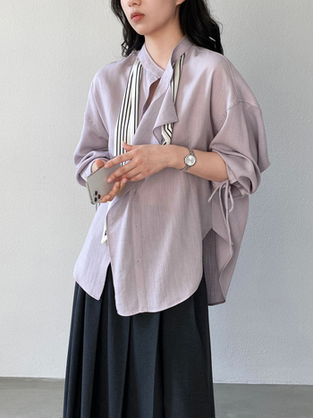 Jiangzuo Ženska košulja s svileni šal za vezivanje, romantični francuski stil, labavi kroj, proljeće 2026, model 1766