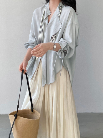 Jiangzuo Ženska košulja s svileni šal za vezivanje, romantični francuski stil, labavi kroj, proljeće 2026, model 1766