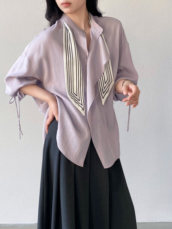Jiangzuo Ženska košulja s svileni šal za vezivanje, romantični francuski stil, labavi kroj, proljeće 2026, model 1766