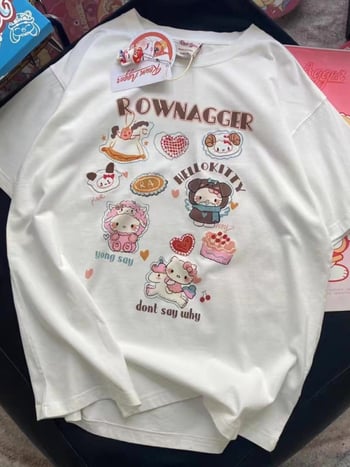 Majica kratkih rukava za žene plus veličine, korejski stil, udoban kroj, print karikatura, ljeto