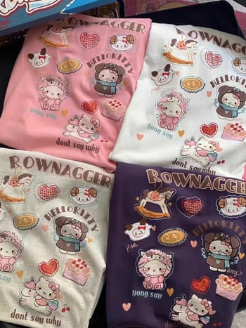 Majica kratkih rukava za žene plus veličine, korejski stil, udoban kroj, print karikatura, ljeto