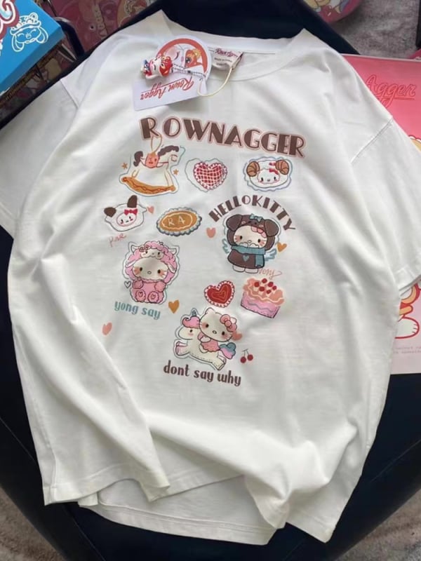Majica kratkih rukava za žene plus veličine, korejski stil, udoban kroj, print karikatura, ljeto