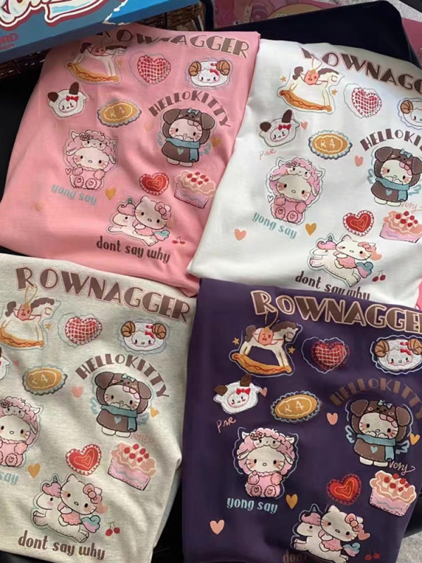 Majica kratkih rukava za žene plus veličine, korejski stil, udoban kroj, print karikatura, ljeto