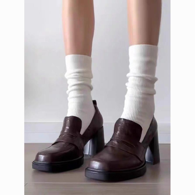 Retro Mary Jane cipele za žene, niski blok petom, kvadratni nos, slip-on dizajn