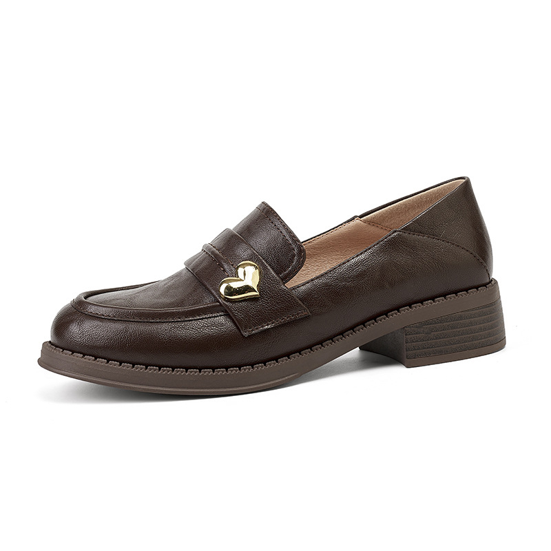 Ženski loafersi 2025 jesen – okrugli nos, niski i debeli potpetica, vintage stil