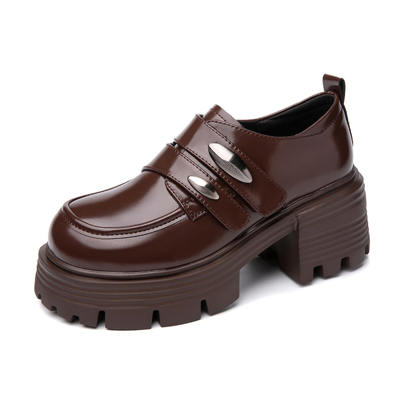 Damske kožne loaferice u retro britskom stilu, stil fakulteta, casual cipele s debelom potplatom za povećanje visine