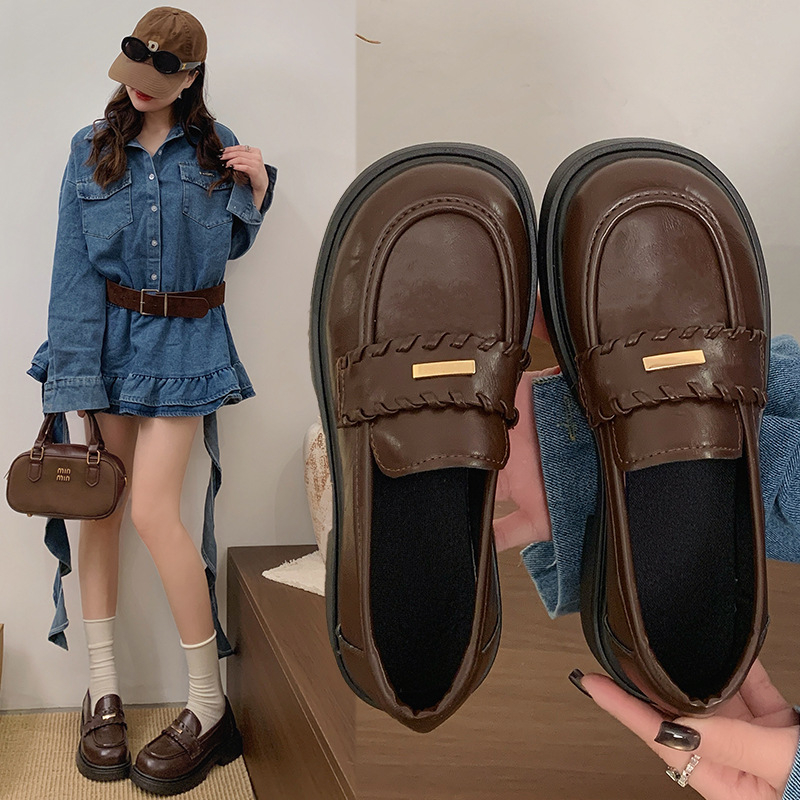 Ženske loaferice s debelim potplatom, britski stil, 2026 jesen, novi dizajn, slip-on casual, japanski stil