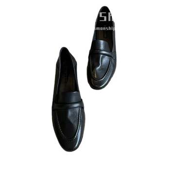 Ženske slip-on loaferice – vintage stil, prava koža, gornji dio od mikrovlakna, četvrtasti vrh, debeli peta, jednobojne, za sve sezone