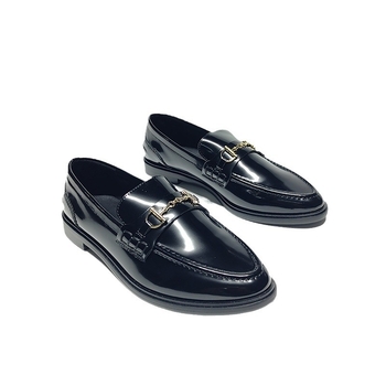 Ženske mokasine s okruglim nosom, slip-on, u britskom stilu, kožne
