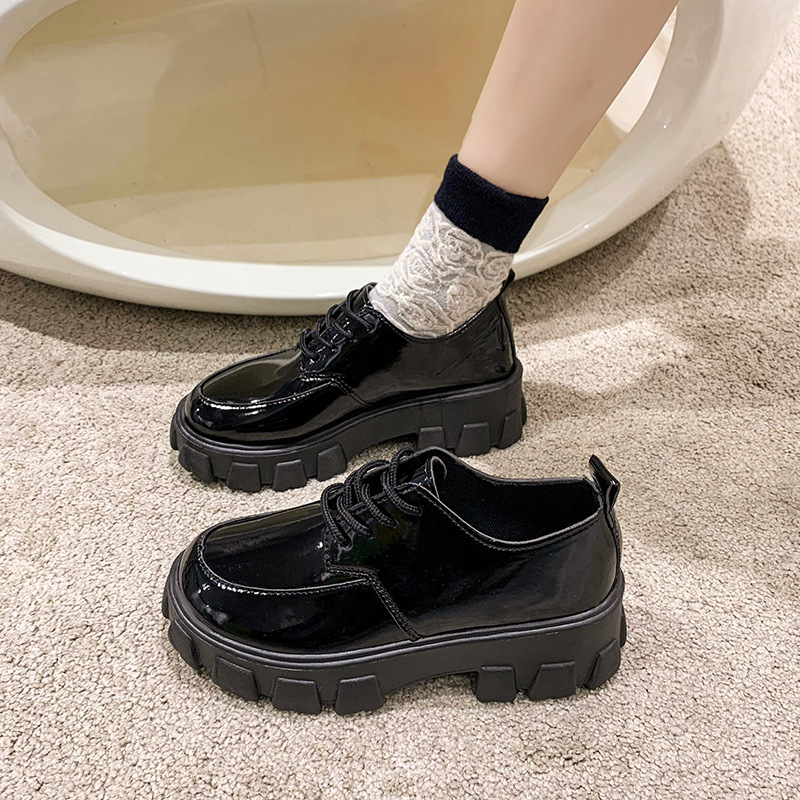 Ženske loaferice s platformom, debelim potplatom, okruglim vrhom, vezicama, japanski JK casual obuća
