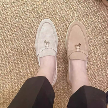 Ženski loaferi s resicama i kopčom, slip-on, udobne ravne cipele s protukliznom potplatom