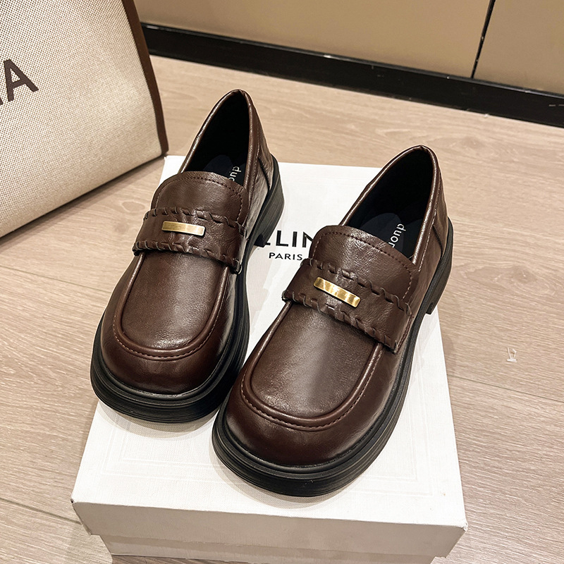 Ženske loaferice od PU kože, okrugli nos, britanski stil, udobne svakodnevne cipele