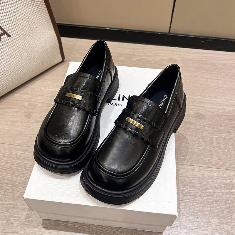 Ženske loaferice od PU kože, okrugli nos, britanski stil, udobne svakodnevne cipele