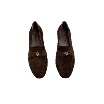 Na lageru: Slip-on mokasine za žene, vintage francuskog stila Melard-inspirirane Camellia, metalna kopča, s debelim petom