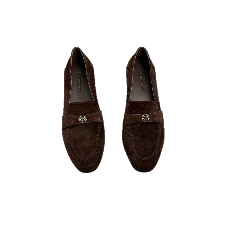 Na lageru: Slip-on mokasine za žene, vintage francuskog stila Melard-inspirirane Camellia, metalna kopča, s debelim petom