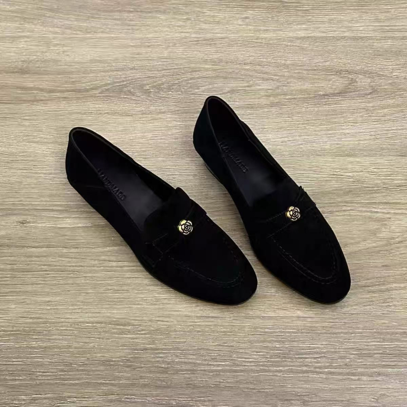 Na lageru: Slip-on mokasine za žene, vintage francuskog stila Melard-inspirirane Camellia, metalna kopča, s debelim petom