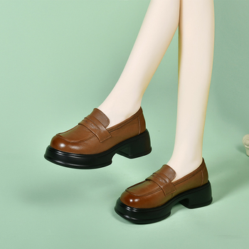 Ženske loaferice od prave kože, s debelim potplatom, britski stil, platforma, mekana unutarnja podstava
