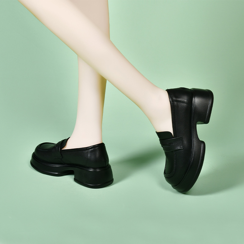Ženske loaferice od prave kože, s debelim potplatom, britski stil, platforma, mekana unutarnja podstava