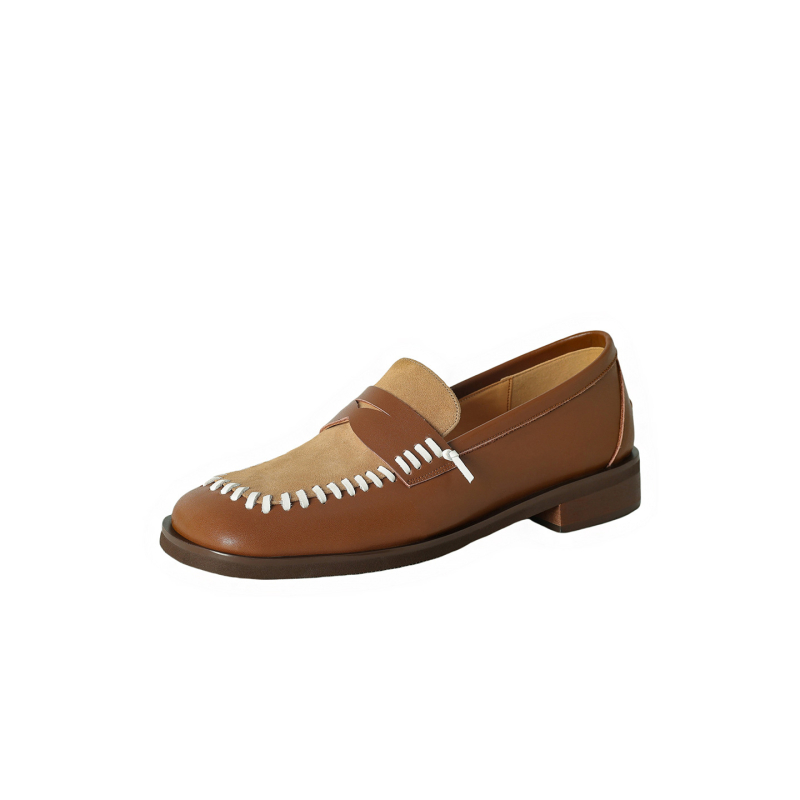 Ženske loaferice s kvadratnim vrhom, retro u blokovima boja i debelom potplatom, britanski stil, za sve sezone, 2025 novi model
