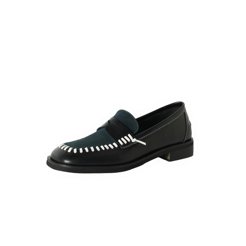 Ženske loaferice s kvadratnim vrhom, retro u blokovima boja i debelom potplatom, britanski stil, za sve sezone, 2025 novi model
