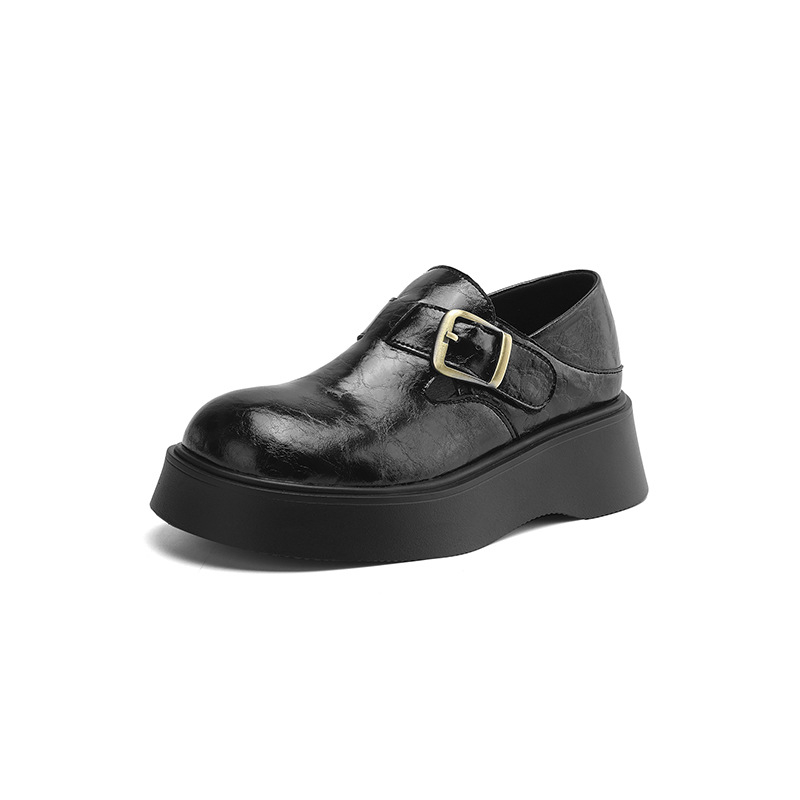 Vastag talpú wedge loafers, puha felsőrész, platformtalp, középmagas sarok, női bőrcipő brit stílusban, kétirányú viselés, mély kivágás