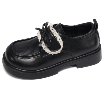 Ženske loaferice s okruglim vrhom, čipkastom mašnicom, Mary Jane, kožne cipele s debelim potplatom, proljeće 2026, britanski vintage stil