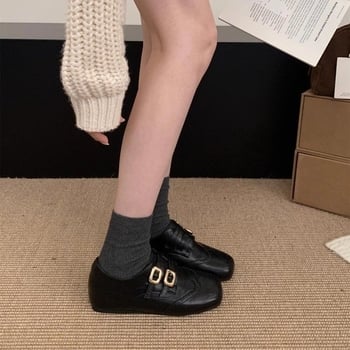 Modni ženski loaferi s unutarnjim podizanjem od 3 cm, zimski britanski stil, kvadratni vrh, brogue, s plišanim podstavom, retro 2025