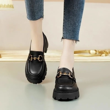 Ženske kožne loaferice s debelim potplatom, novi model, britanski stil, izuzetno mekane, slip-on, visina pete 6–8 cm