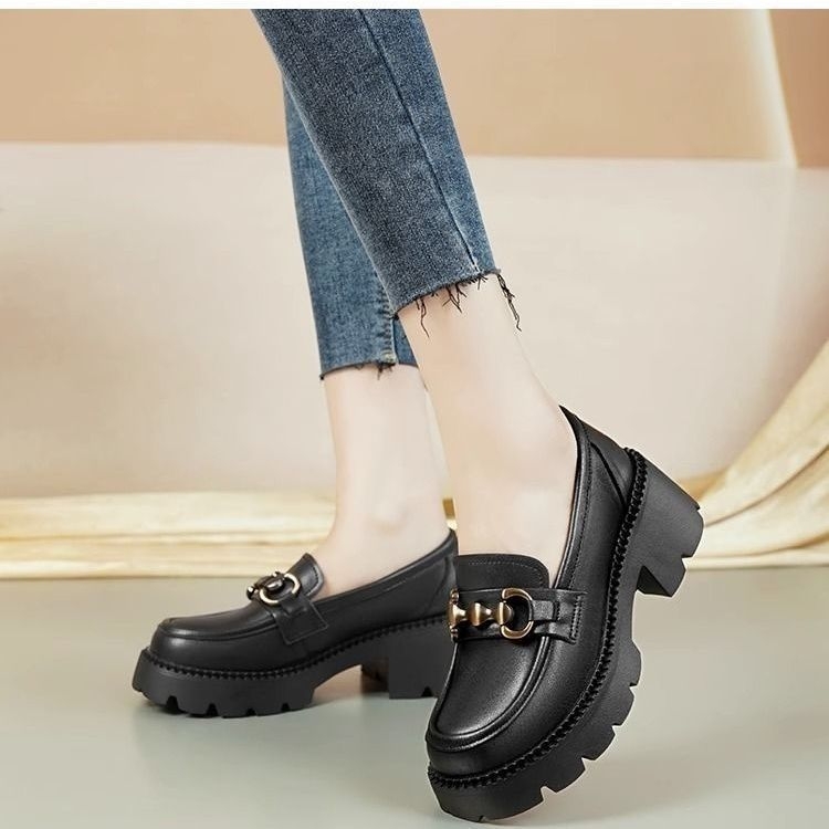 Ženske kožne loaferice s debelim potplatom, novi model, britanski stil, izuzetno mekane, slip-on, visina pete 6–8 cm