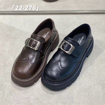 IG Laixini Ženske kožne cipele 2025, britski retro brogue s graviranim ukrasima i kopčom za remen, slip-on loafer