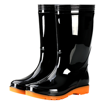 Fekete női esőcsizma középmagas, vízálló, vastag PVC, kültéri munkához