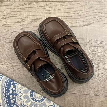 Ženske japanskog stila loaferice s crnom debelom potplatom, platformom, inspirirano JK uniformom