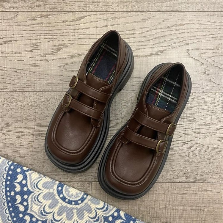 Ženske japanskog stila loaferice s crnom debelom potplatom, platformom, inspirirano JK uniformom