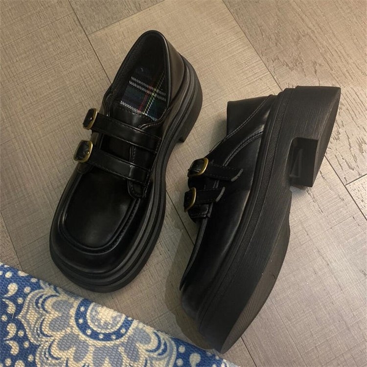 Ženske japanskog stila loaferice s crnom debelom potplatom, platformom, inspirirano JK uniformom