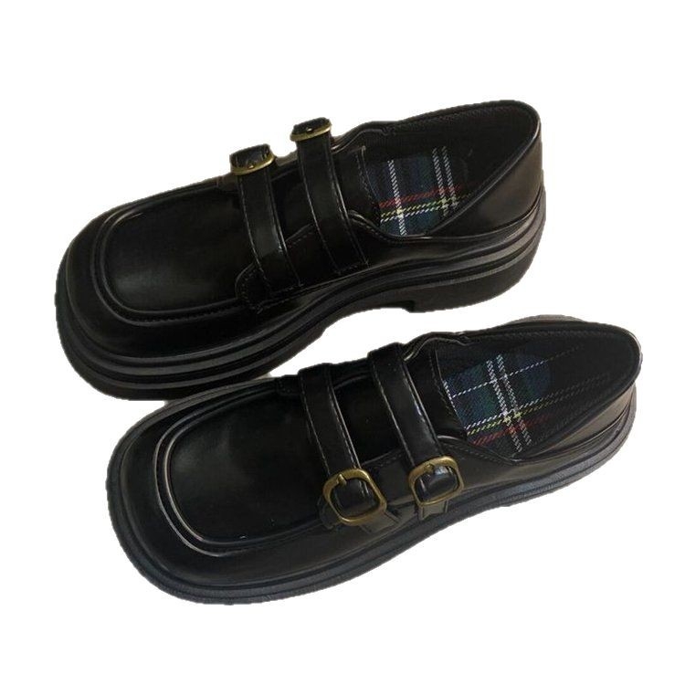 Ženske japanskog stila loaferice s crnom debelom potplatom, platformom, inspirirano JK uniformom