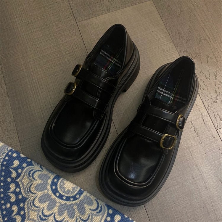 Ženske japanskog stila loaferice s crnom debelom potplatom, platformom, inspirirano JK uniformom