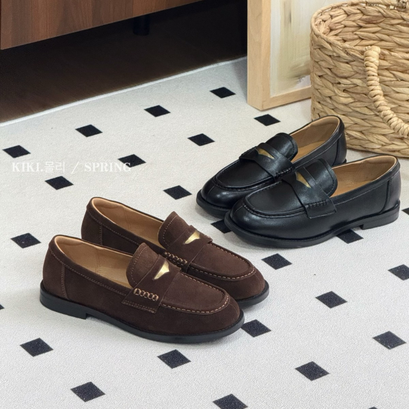 Mollykiki ženske loaferice s metalnim sjajem, korejski retro stil, proljeće 2026, nova kolekcija, udobne, casual, svestrane ravne cipele