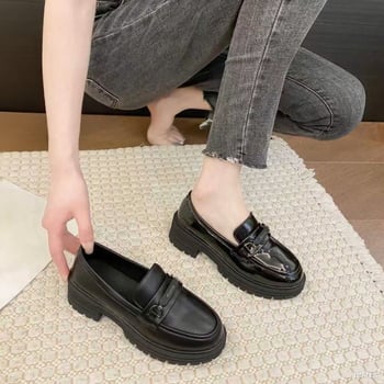 Ženski kožni loaferi s debelim potplatima - britanski stil, casual obuća, jesen 2025