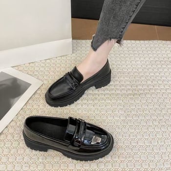 Ženski kožni loaferi s debelim potplatima - britanski stil, casual obuća, jesen 2025