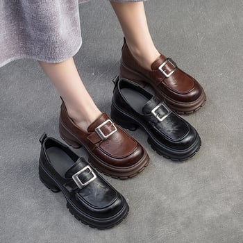 Jiezu 2025 jesen casual ženske loafers bez kopčanja, jednobojne, s povećanjem visine, modni