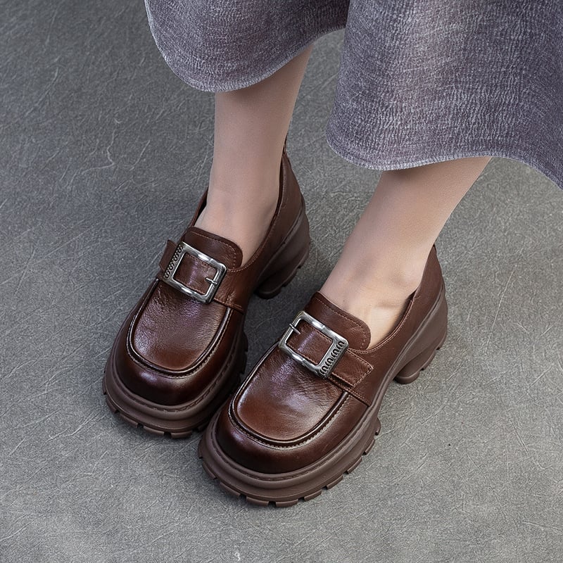 Jiezu 2025 jesen casual ženske loafers bez kopčanja, jednobojne, s povećanjem visine, modni