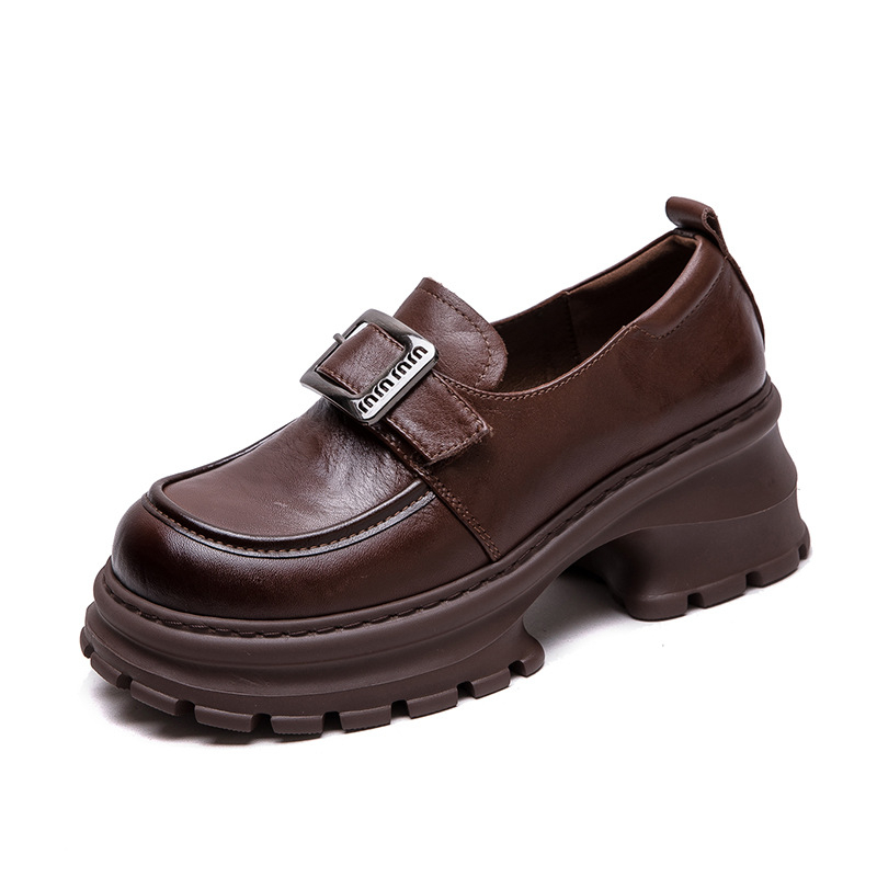 Jiezu 2025 jesen casual ženske loafers bez kopčanja, jednobojne, s povećanjem visine, modni