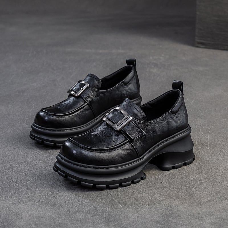 Jiezu 2025 jesen casual ženske loafers bez kopčanja, jednobojne, s povećanjem visine, modni