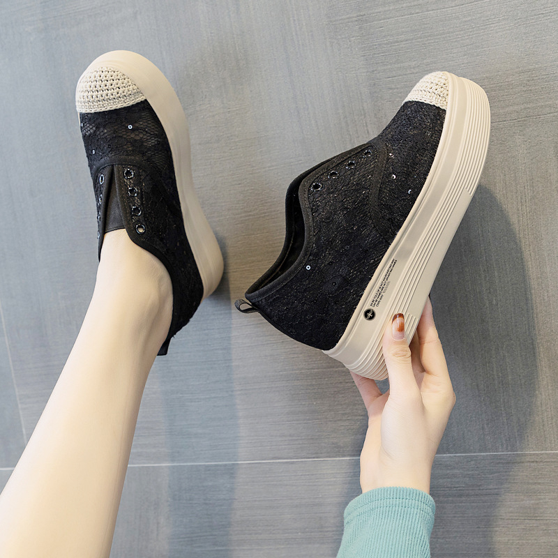 Trendy Sunday ženske cipele s platformom, slip-on, mrežasti gornji dio, loafers, casual tenisice, visina platforme 6-8 cm