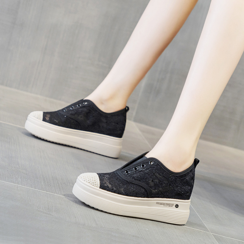 Trendy Sunday ženske cipele s platformom, slip-on, mrežasti gornji dio, loafers, casual tenisice, visina platforme 6-8 cm