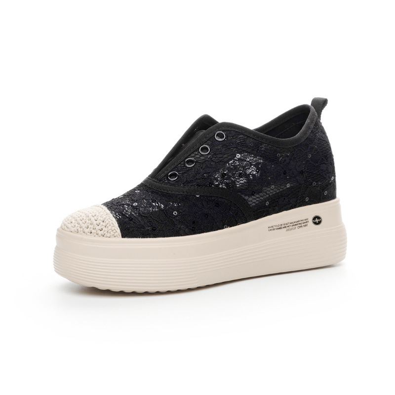 Trendy Sunday ženske cipele s platformom, slip-on, mrežasti gornji dio, loafers, casual tenisice, visina platforme 6-8 cm