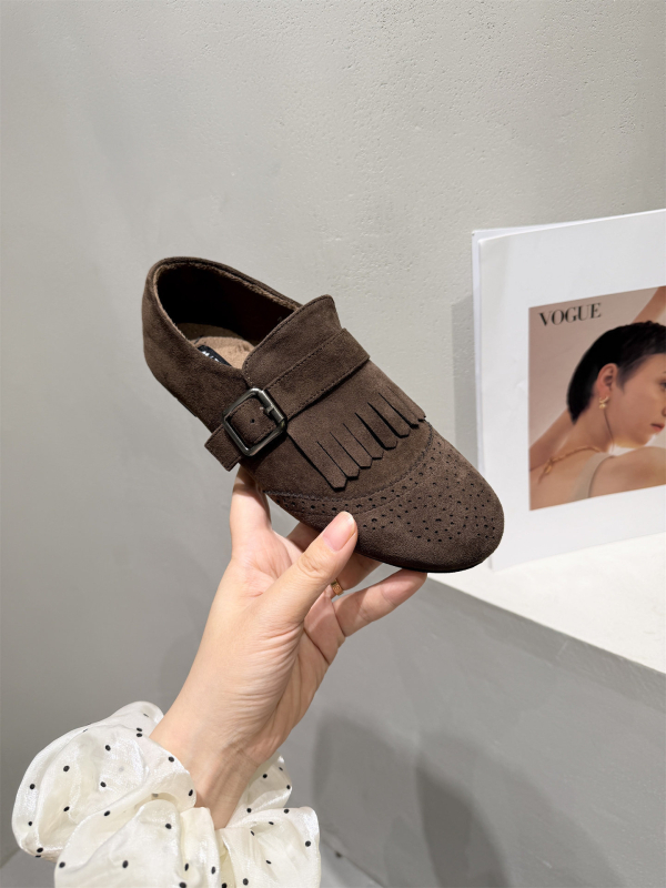 Ženske mokasinke s podstavom od umjetnog pliša, novi model 2025, ravna potplata, resice, slip-on, umjetna koža