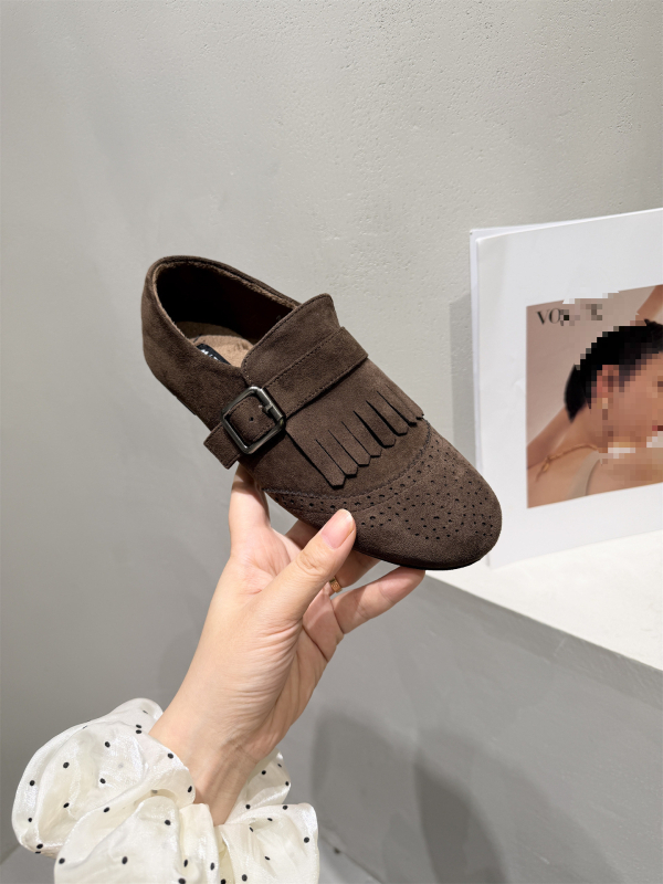 Ženske mokasinke s podstavom od umjetnog pliša, novi model 2025, ravna potplata, resice, slip-on, umjetna koža