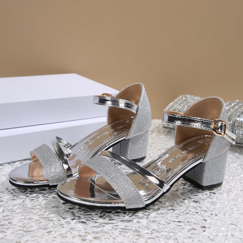 Дамски сандали за голям размер, лято 2026, с презрамка и закопчалка, дебел ток, стил фея
